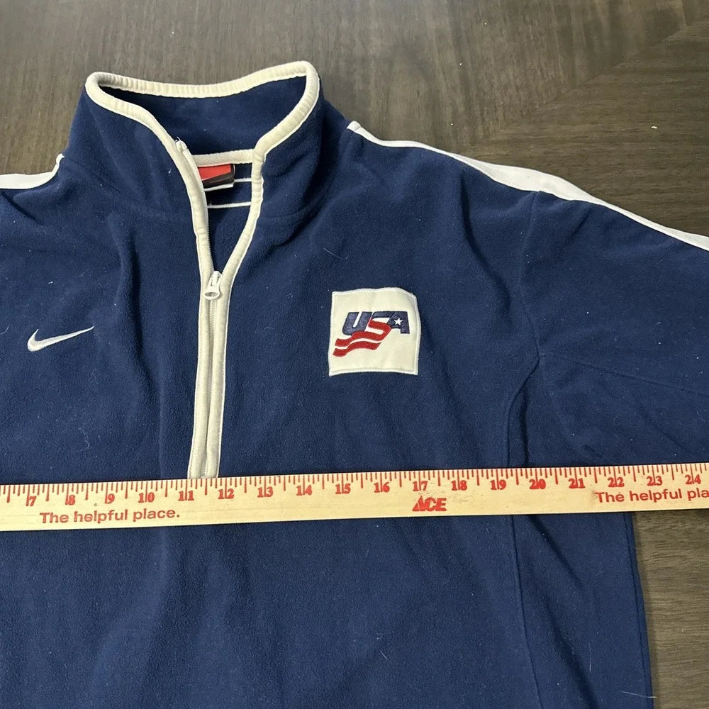 Vintage 1990s Nike USA Hockey University Fleece Pullover Half Zip Men's Large